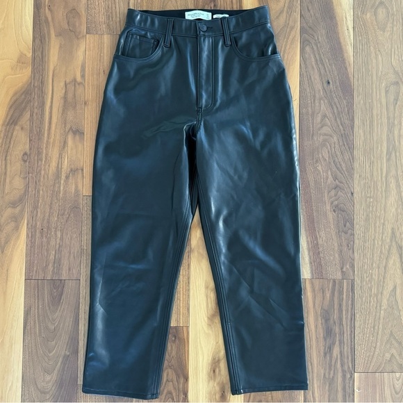Abercrombie & Fitch Faux Leather Ankle Straight Ultra High Rise Pants 27 / 4 S - Picture 11 of 14